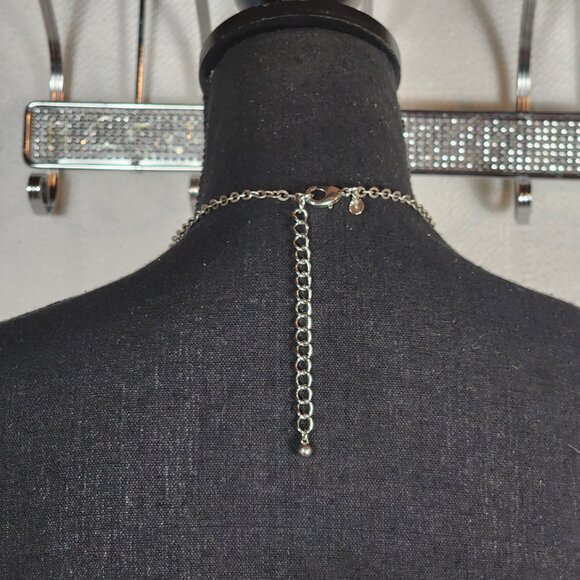 Chico's Vintage Silver Tone Abstract Stone Circle Duo 16.25" Pendant Necklace - Picture 6 of 16